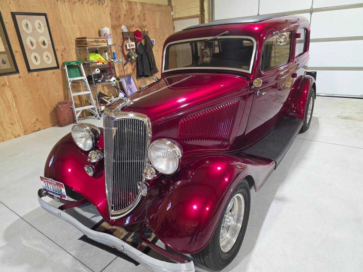 350-Powered 1934 Ford Tudor Sedan Street Rod — exterior front three-quarter view