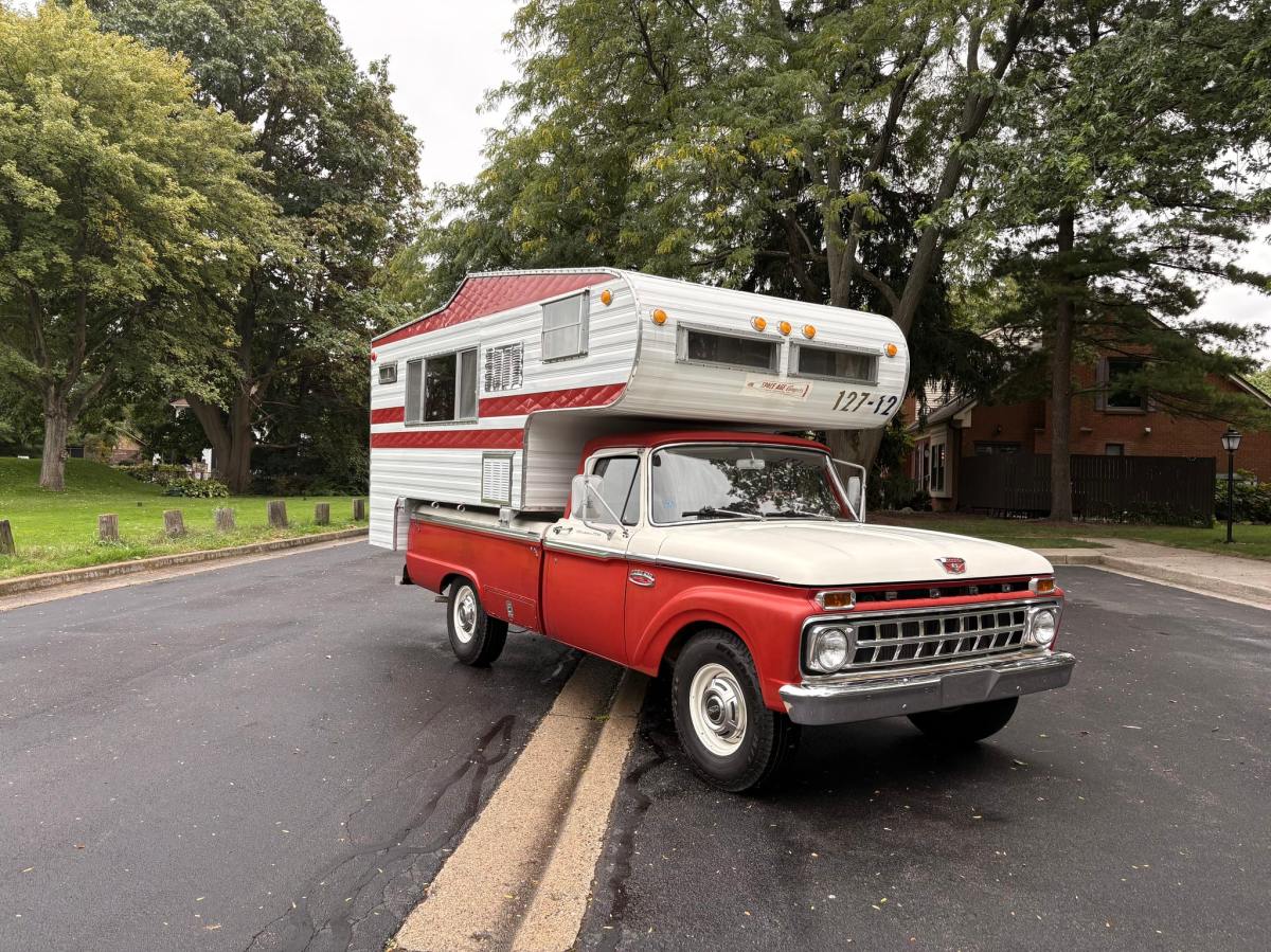 19k-Mile 1965 Ford F-250 Custom Camper Special 4-Speed w/ Space Age Slide-In Camper