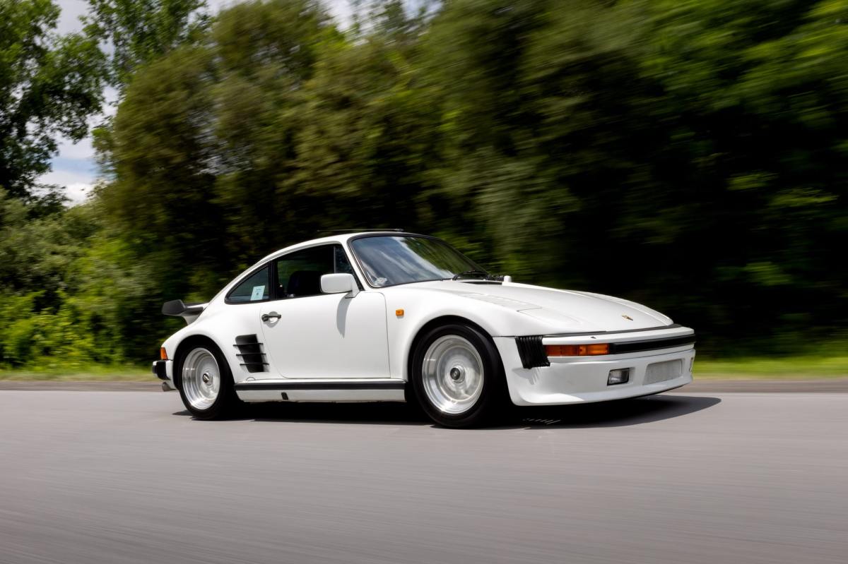RoW Special Wishes 1984 Porsche 911 Turbo Slant Nose Coupe Twin-Plug 3.5L — exterior front three-quarter view
