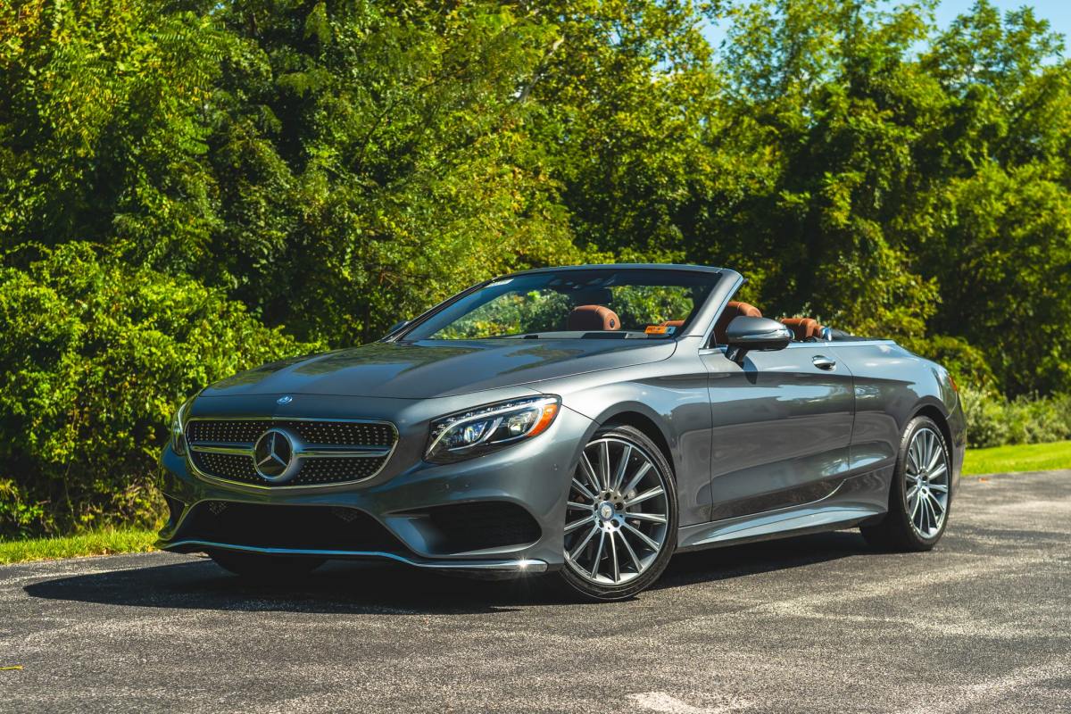 16k-Mile 2017 Mercedes-Benz S550 Cabriolet — exterior front three-quarter view