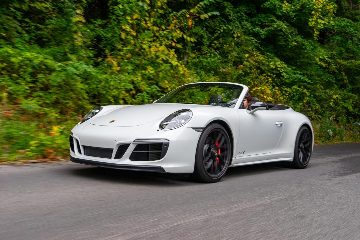 29k-Mile 2017 Porsche 911 Carrera GTS Cabriolet — exterior front three-quarter view