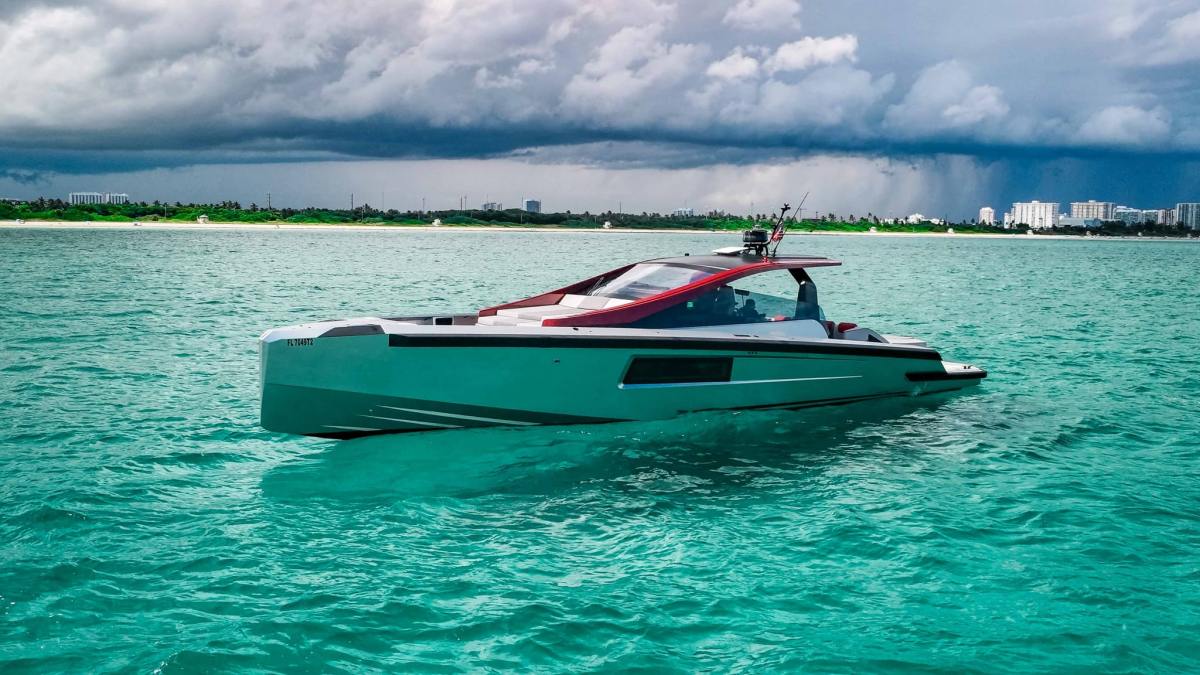 2025 Maori Yachts M54XL — exterior front three-quarter view