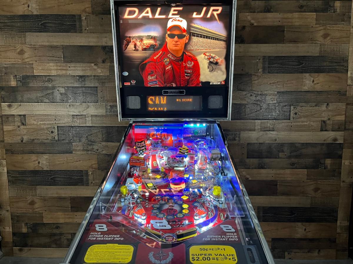 Stern Dale Jr. Pinball Machine — exterior front three-quarter view