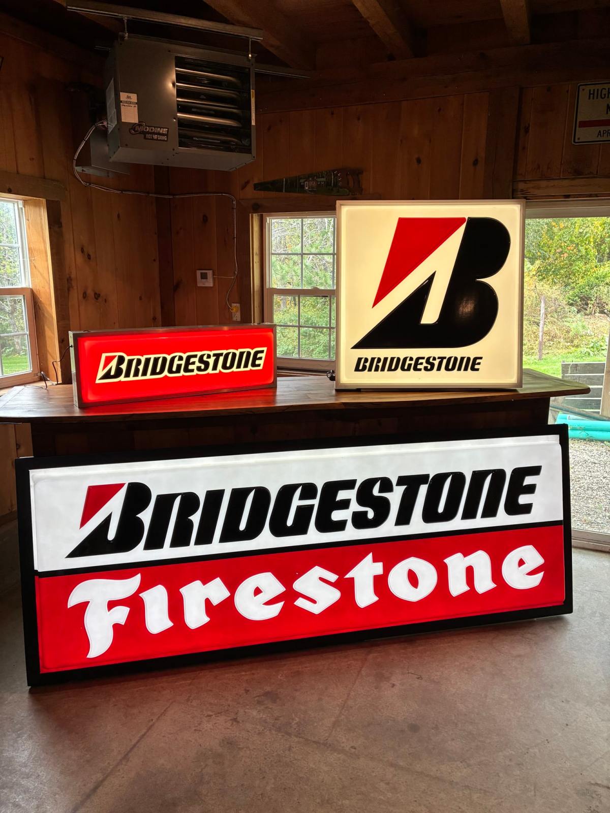 Illuminated Bridgestone & Firestone Signs